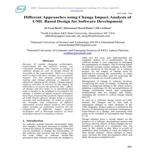 Different Approaches using Change Impact Analysis of UML Based Design for Sof...