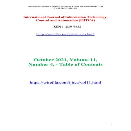   October 2021, Volume 11, Number 4, - Table of Contents