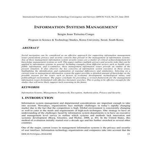 Information Systems Management