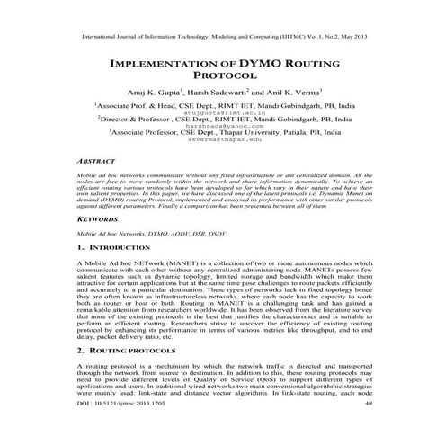 IMPLEMENTATION OF DYMO ROUTING PROTOCOL