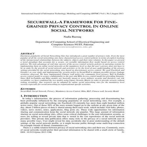 SECUREWALL-A FRAMEWORK FOR FINEGRAINED PRIVACY CONTROL IN ONLINE SOCIAL NETWORKS