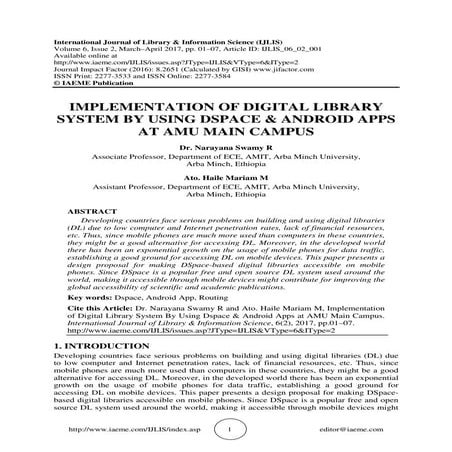 IMPLEMENTATION OF DIGITAL LIBRARY SYSTEM BY USING DSPACE & ANDROID APPS AT AM...