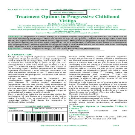 Treatment Options in Progressive Childhood Vitiligo | PDF