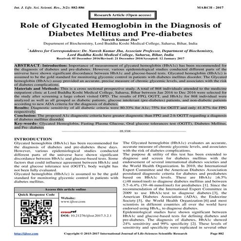 Glycated Hemoglobin and Triglycerides in type 2 diabetes mellitus | PDF