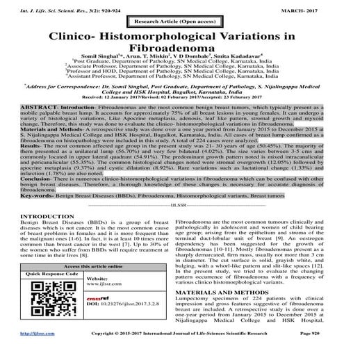Clinico- Histomorphological Variations in Fibroadenoma