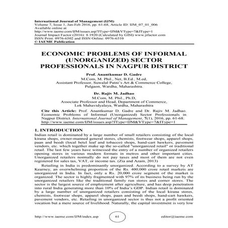 Problems of unorganized sector | PPTX