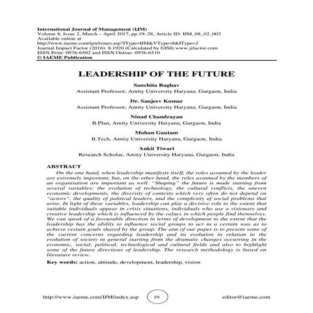 SPIRITUAL TRAITS THAT AFFECT THE LEADERSHIP PERFORMANCE – REFLECTION FROM VID...