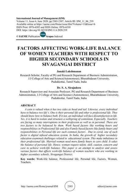 Work life balance among working women | PPTX | Women\'s Health ...