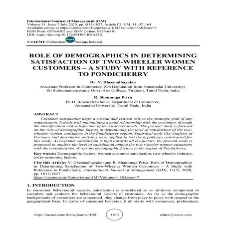 A STUDY ON CUSTOMER’S PURCHASE BEHAVIOUR TOWARDS NON-GEAR TWO-WHEELERS ...