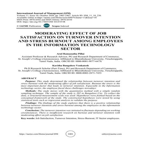 THE EFFECT OF WORKLOAD AND ROLE CONFLICT ON TURNOVER INTENTION MEDIATED ...
