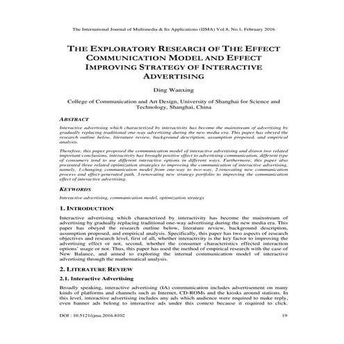 THE EXPLORATORY RESEARCH OF THE EFFECT COMMUNICATION MODEL AND EFFECT IMPROVI...