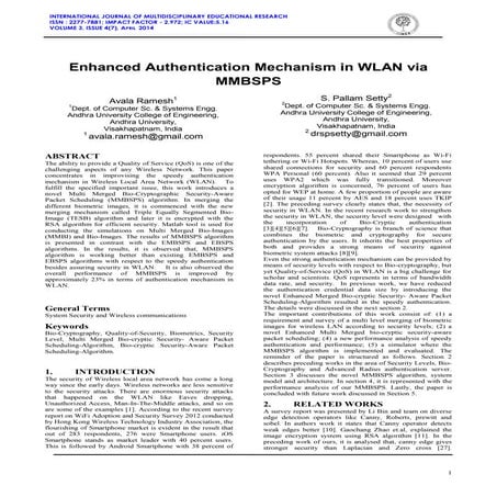 Enhanced Authentication Mechanism in WLAN via MMBSPS