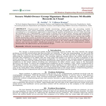 Secure Multi-Owner Group Signature Based Secure M-Health  Records in Cloud 