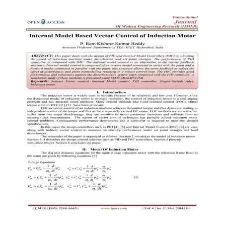 Internal Model Based Vector Control of Induction Motor