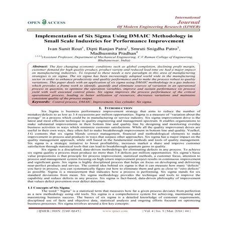 Implementation of Six Sigma Using DMAIC Methodology in Small Scale Industries...