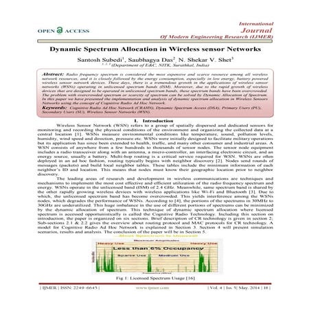 Dynamic Spectrum Allocation in Wireless sensor Networks