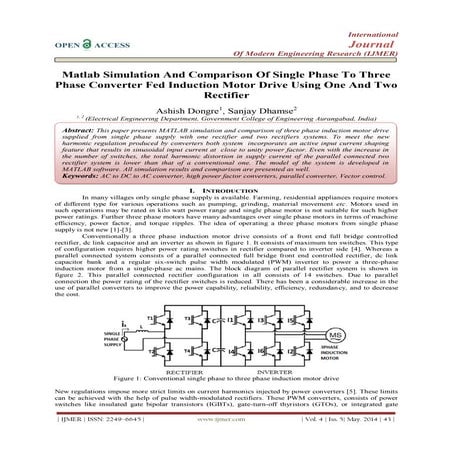 Matlab Simulation And Comparison Of Single Phase To Three  Phase Converter Fe...