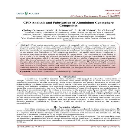 CFD Analysis and Fabrication of Aluminium Cenosphere  Composites