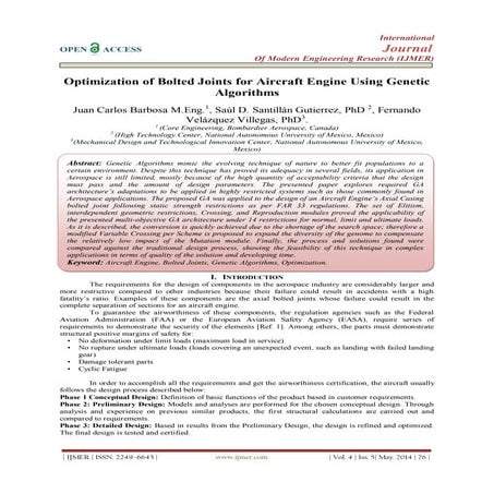 Optimization of Bolted Joints for Aircraft Engine Using Genetic  Algorithms