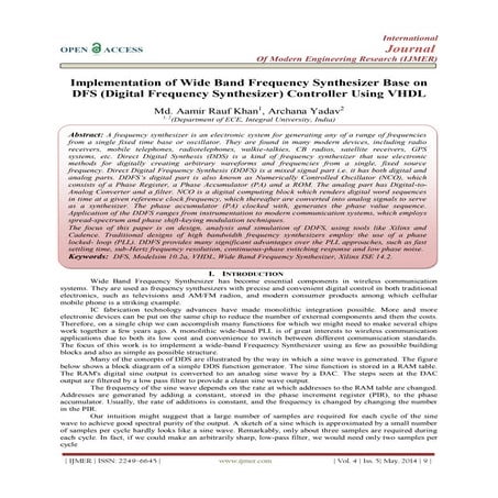 Implementation of Wide Band Frequency Synthesizer Base on  DFS (Digital Frequ...