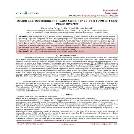 Design and Development of Gate Signal for 36 Volt 1000Hz Three  Phase Inverter