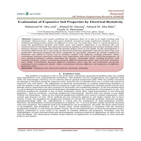 Evalouation of Expansive Soil Properties by Electrical Resistivity