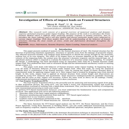 Investigation of Effects of impact loads on Framed Structures