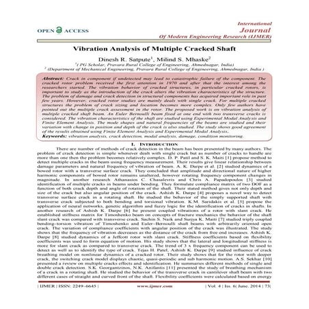 CRITICAL SPEED AND NATURAL FREQUENCY ANALYSIS OF CRACKED ROTOR SHAFT | PDF