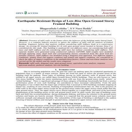 Earthquake Resistant Design of Low-Rise Open Ground Storey  Framed Building