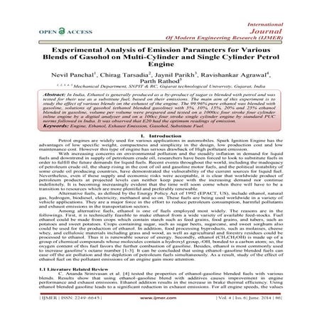 Experimental Analysis of Emission Parameters for Various Blends of ...