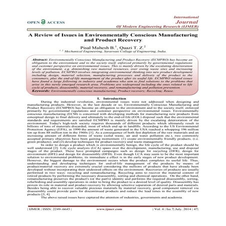 A Review of Issues in Environmentally Conscious Manufacturing  and Product Re...