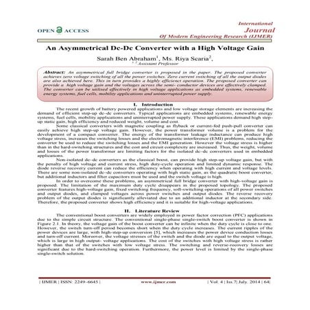 An Asymmetrical Dc-Dc Converter with a High Voltage Gain