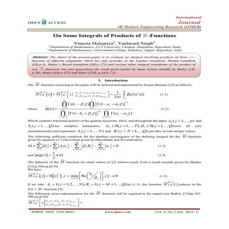 On Some Integrals of Products of  H -Functions