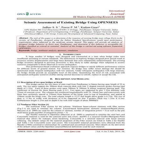 Seismic Assessment of Existing Bridge Using OPENSEES
