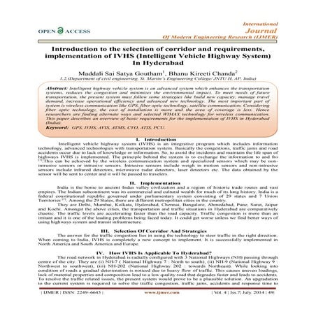 Introduction to the selection of corridor and requirements,  implementation o...