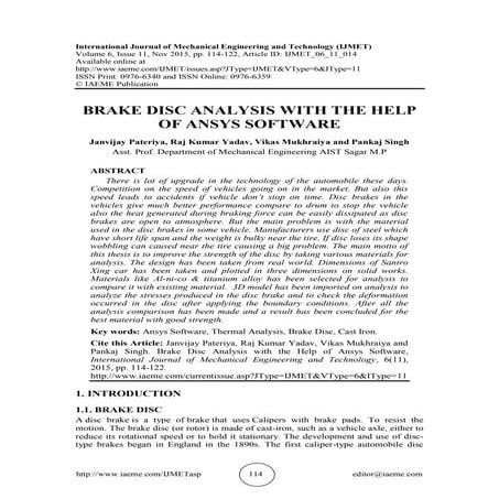 BRAKE DISC ANALYSIS WITH THE HELP OF ANSYS SOFTWARE