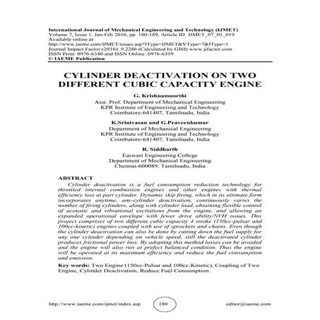 CYLINDER DEACTIVATION ON TWO DIFFERENT CUBIC CAPACITY ENGINE