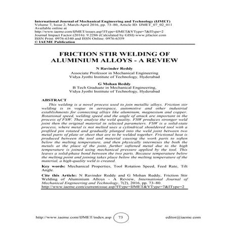 Friction Stir Welding of Magnesium Alloys - A Review | PDF