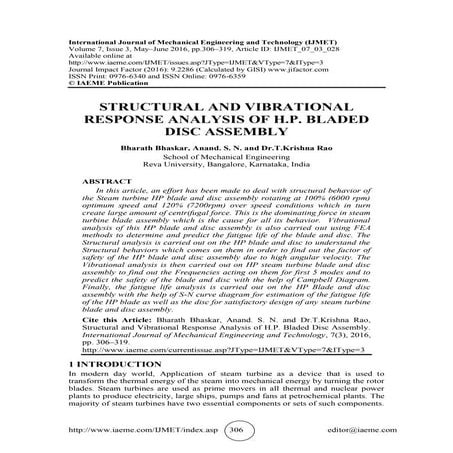 STRUCTURAL AND VIBRATIONAL RESPONSE ANALYSIS OF H.P. BLADED DISC ASSEMBLY