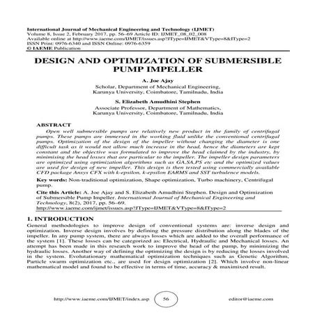 DESIGN AND OPTIMIZATION OF SUBMERSIBLE PUMP IMPELLER