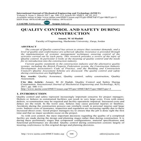 QUALITY CONTROL AND SAFETY DURING CONSTRUCTIONIjmet 08 03_012
