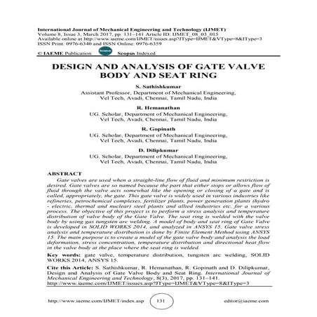   DESIGN AND ANALYSIS OF GATE VALVE BODY AND SEAT RING