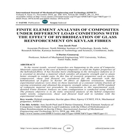 FINITE ELEMENT ANALYSIS OF COMPOSITES UNDER DIFFERENT LOAD CONDITIONS WITH TH...