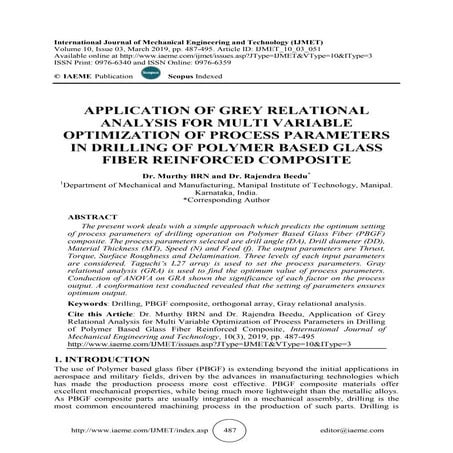 APPLICATION OF GREY RELATIONAL ANALYSIS FOR MULTI VARIABLE OPTIMIZATION OF PR...