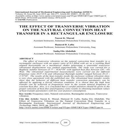THE EFFECT OF TRANSVERSE VIBRATION ON THE NATURAL CONVECTION HEAT TRANSFER IN...