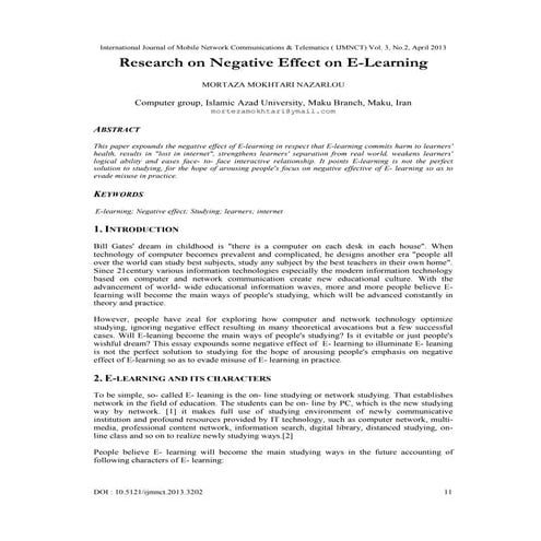 Research on Negative Effect on E-Learning