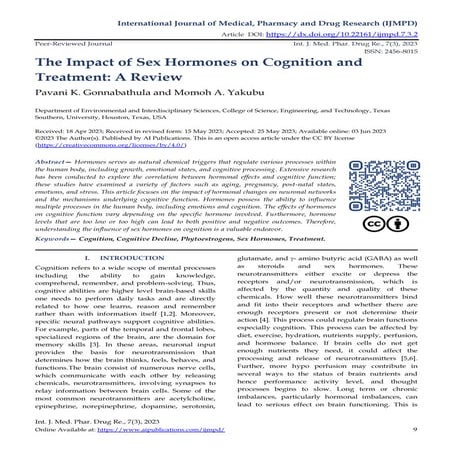 The Impact of Sex Hormones on Cognition and Treatment: A Review | PDF