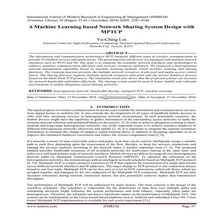 A Machine Learning based Network Sharing System Design with MPTCP