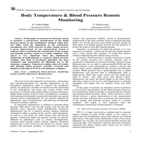 Body Temperature & Blood Pressure Remote Monitoring