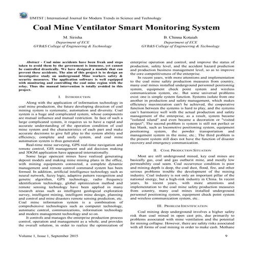 Coal Mine Ventilator Smart Monitoring System